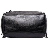 Berchirly Casual PU Leather Backpack Laptop Bookbag Black Girls Schoolbag Casual Daypack