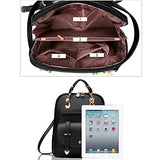 Bag Wizard Oasd Women'S Backpack Leather Multi Way Girls School Cartoon Pendant, Black