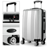 GHP 20" 24" 28" Silver Gray ABS Hard Shell Travel Suitcase Trolleys with TSA Lock