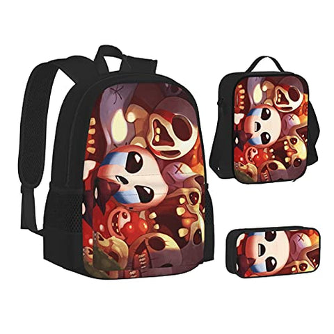 The Bin-Ding Of Is-Aac Backpack Three-Piece Cartoon School Bag With Pencil Case Messenger Lunch Bag