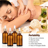 PrettyCare Eye Dropper Bottle 1 oz (4 Pack Amber Glass Bottles 30ml with Golden Caps, 1 Extra Eye Droppers, 12 Labels, Funnel & Measured Pipettes) Empty Tincture Bottles for Essential Oils