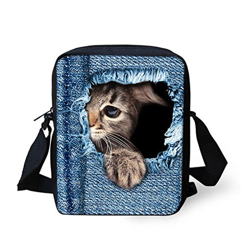 Ledback Fashion Messenger Bag For Women Cute Cat Handbag Girls Purse Shoulder Bag