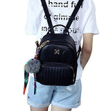 ABage Women's Leather Backpack Purse College Travel Casual Daypack Handbag, Black