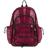 Eastsport XL Semi-Transparent Mesh Backpack with Comfort Padded Straps and Bungee, Sport Red