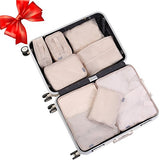 Travel Packing Cubes Set Toiletry Kits Bonus Shoe Bag JJ POWER Luggage Organizers (Beige)
