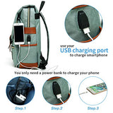 MANCIO Slim Laptop Backpack with USB Charging Port,Vintage Tear Resistant Business Bag for Travel,  College, School, Casual Daypacks for Man,Women, Fits up to 15.6Inch Macbook, Green
