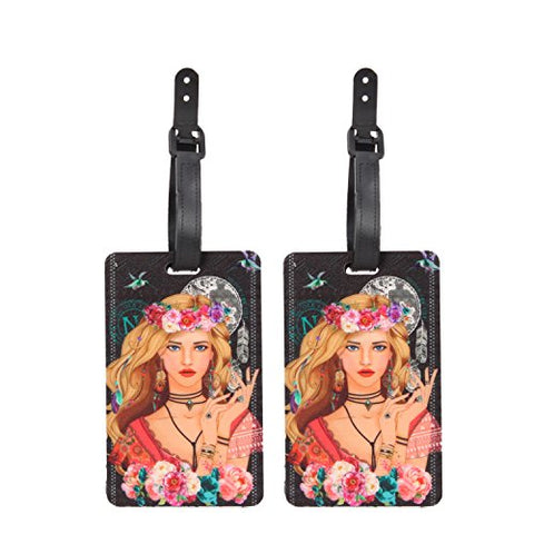 Nicole Lee Women's 2 Piece Luggage Bag Travel Tags, [Pink] Fashion Prints, Info Tab, Elsa's Dream Catcher