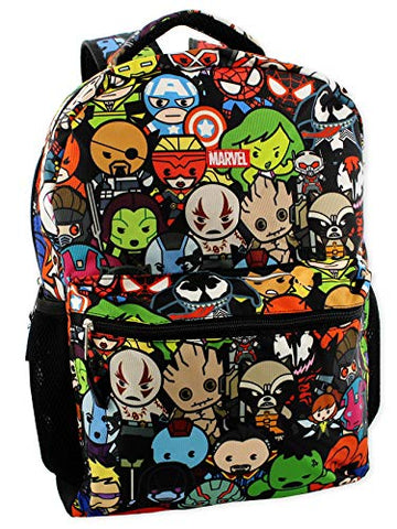 Marvel Kawaii Avengers Boys Girls 16" School Backpack (One Size, Black/Multi)