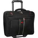 Mancini Leather Goods CompuRoller-Double Compartment Wheeled Laptop Briefcase