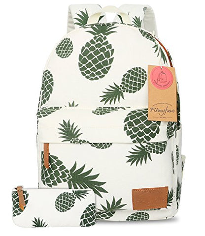 FITMYFAVO Pineapple Backpack | Daypack | Bookbag for Teens & Adults with Wallet/Pencil Case