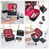 KoEily Makeup Bag (20 cm) Professional Cosmetic Makeup Bag Organizer with Adjustable Dividers for Cosmetics Makeup Brushes Toiletry Jewelry Digital accessories Black