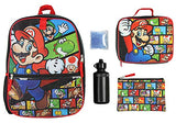 Nintendo 5 PC Shimmer Pixel Character 16" Backpack Combo Set