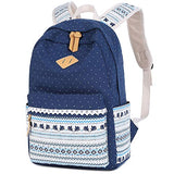 School Backpack for Girls,Hey Yoo Printed Canvas Casual Bookbag Backpack for Girls School (blue)