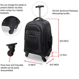 Racini Nylon Waterproof Rolling Backpack, Freewheel Travel School Wheeled Backpack, Carry-On