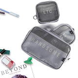 3 Set Large Capacity Makeup Bags Cosmetic Pouch Bags Toiletry Bag for Women Men,Assorted Size Mesh Breathable Toiletry Bag Makeup Brush Bags Travel Kit (Gray)