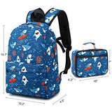 CAMTOP Backpack for Kids, Boys Preschool Backpack with Lunch Box Toddler Kindergarten School Bookbag Set (Y028-2 Shark-Navy Blue)