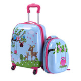 GHP 16"×12"×8.5" ABS Kids Animal Shaped Trolley Suitcase Luggage w 12" School Backpack