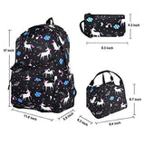 Unicorn School Backpack Waterproof Canvas Pencil Bag 3PC Set