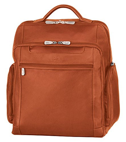 Mancini Leather Backpack with RFID Secure pocket for 15.6" Laptop in Cognac
