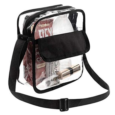 Bags For Less Clear Messenger Beg Stadium Approved Crossbody Purse Clear Lunch Box Adjustable Strap, Easy to Clean and Water Resistant Tote Bag Great for Men, Women, Kids (Crossbody Purse Bag)