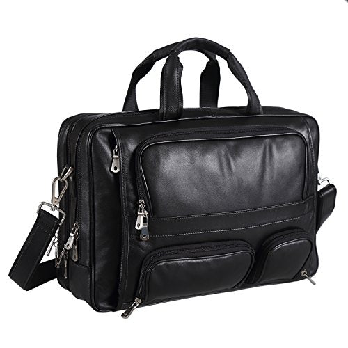 Polare Real Leather 17''Laptop Carry On Overnight Bag Business ...
