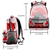 LORVIES Red Japanese Shrine Lightweight School Classic Backpack Travel Rucksack for Girls Women Kids Teens