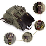 SUVOM Vintage Canvas Leather Laptop Backpack for Men School Bag 15.6" Waterproof Travel Rucksack