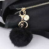 Coofit Black Faux Leather Backpack For Girls Schoolbag Casual Daypack (Black With Keychain)