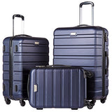 Coolife Luggage 3 Piece Set Suitcase Spinner Hardshell Lightweight (Navy2)