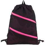 Fuel Dual Zip Sporty Cinch Sling with Durable Chord Straps, Black Mesh/Pink Underlay