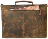 Kk'S 18" Inch Retro Buffalo Hunter Leather Laptop Messenger Bag Office Briefcase College Bag