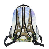 Backpack Travel Paris Watercolor School Bookbags Shoulder Laptop Daypack College Bag for Womens