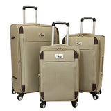 Chariot Milan 3-Piece Lightweight Upright Spinner Luggage Set, Khaki