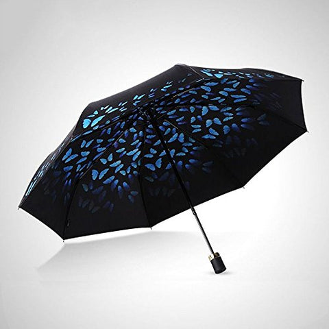 HOMEE Vinyl shade double foldable sun umbrella anti - ultraviolet rain and rain umbrella (color