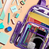 Clear Backpack, iSPECLE Durable School Backpack with Laptop Compartment Clear Backpack with Reinforced Padded Straps Transparent Bag for School, Work, Security, Dark Purple