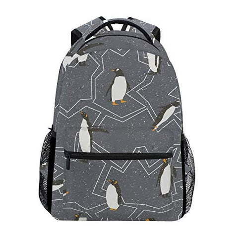 Backpack Travel Blue Cartoon Penguin School Bookbags Shoulder Laptop Daypack College Bag for Womens