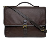 Hidesign Harrison Buffalo Leather Laptop Briefcase, Brown
