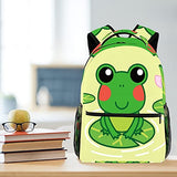 LORVIES Lovely Frog on the Lotus Leaf Lightweight School Classic Backpack Travel Rucksack for Girls Women Kids Teens
