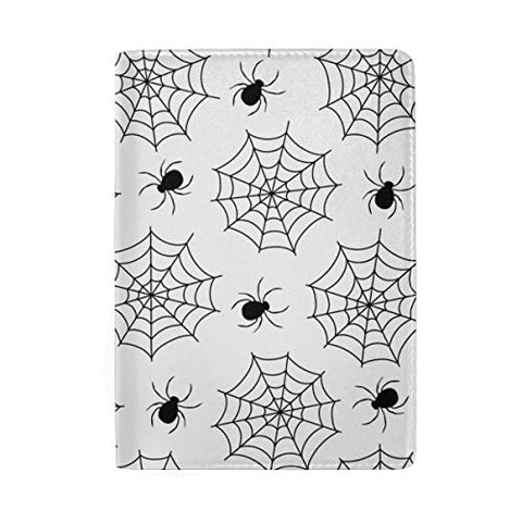 Black Spider Web Leather Passport Cover Set Men Women Protector Case/Travel Wallet/ID Credit Card