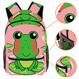 LORVIES Lovely Frog on the Lotus Leaf Lightweight School Classic Backpack Travel Rucksack for Girls Women Kids Teens
