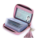 BOBILIKE Genuine Leather Credit Card Holder Case Zip Around Wallet Purse for Women,20 Card Slots