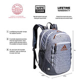 adidas Excel 6 Backpack, Jersey Grey/Onix Grey/Rose Gold, One Size