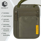VENTURE 4TH Travel Wallet | RFID Passport Holder | Security Neck Pouch (Green)