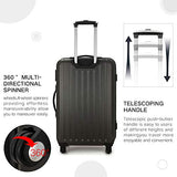 Luggage 3 Piece set ABS Hardshell with Spinner Durable and Lightweight 3 PC Suitcase sets 20 24 28 inch, Free Backpack Inside (Dark Grey)