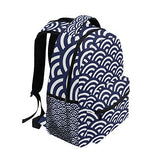 Stylish Retro Japanese Waves Backpack- Lightweight School College Travel Bags, ChunBB 16" x 11.5" x 8"