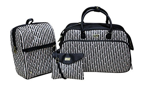 Betsey Johnson 'LUV Betsey' Quilted 3-in-1 Weekender - Black and White