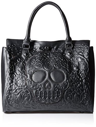 Loungefly Lattice Skull Tote Shoulder Bag, Black, One Size