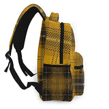 Multifunctional Casual Backpack,Yellow Scottish Tartan Plaid Pattern,Adult Teens College Double Shoulder Pack Travel Sports Bag Computer Notebooks