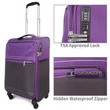 NEWCOM Carry On 20 Inch Luggage Softside with Packing Organizers Polyester Trolley Case Softshell Hand Baggage Cabin with Spinner Wheels Build-in TSA Lock for Fluent Travelers
