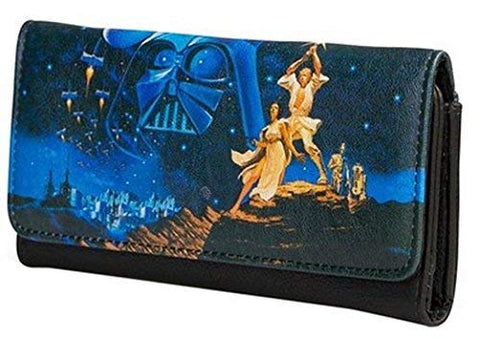 Loungefly Star Wars A New Hope Luke and Leia Faux Leather Tri-Fold Wallet STWA0027